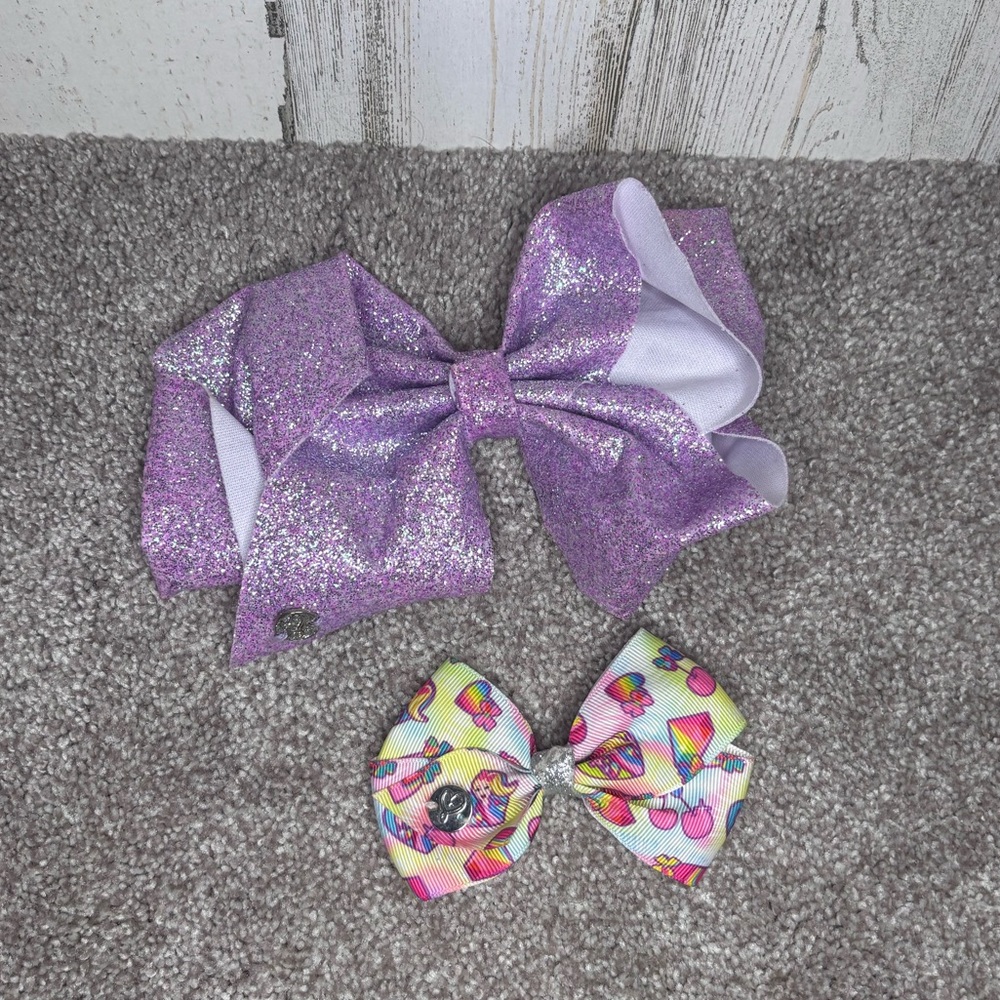 Jojo Siwa Purple Glitter Bow and Colorful Patterned Bow Set